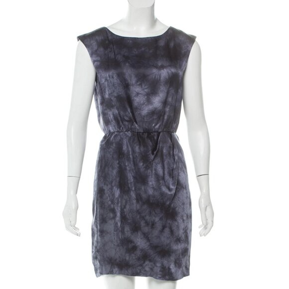 Theory Silk Tie-Dye Dress | Dark Blue & Charcoal Gray | Size 2 - Picture 1 of 3